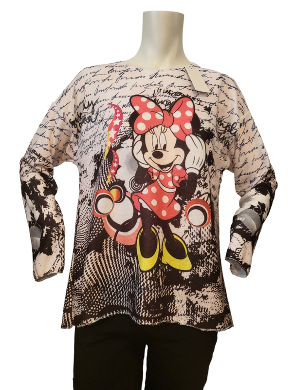 Pullover weiss/schwarz/blau "Minnie", Gr. 36 - 44 - 1x verfügbar