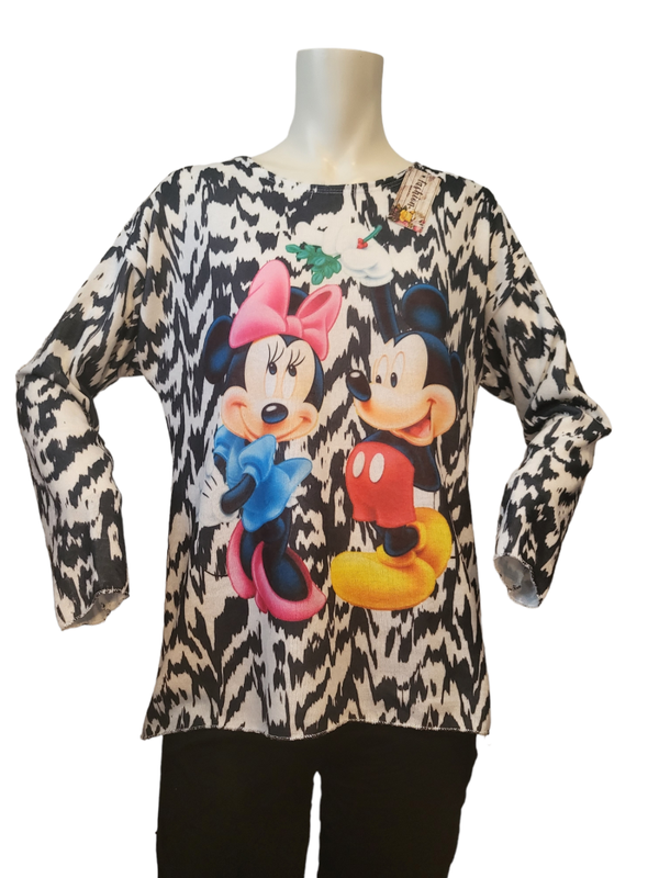 Pullover schwarz/weiss "Minnie & Mickey", Gr. 36 - 44 - 1x verfügbar
