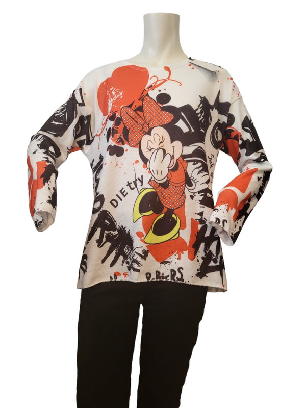 Pullover weiss/rot "Minnie", Gr. 36 - 44 - 1x verfügbar
