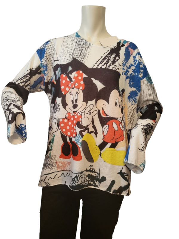 Pullover weiss/blau"Minnie & Mickey", Gr. 36 - 44 - 1x verfügbar