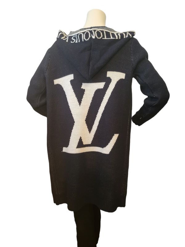 Cardigan "LV" schwarz/weiss ohne Reissverschluss oder Knöpfe, Gr. 36 - 40/42, 1x verfügbar