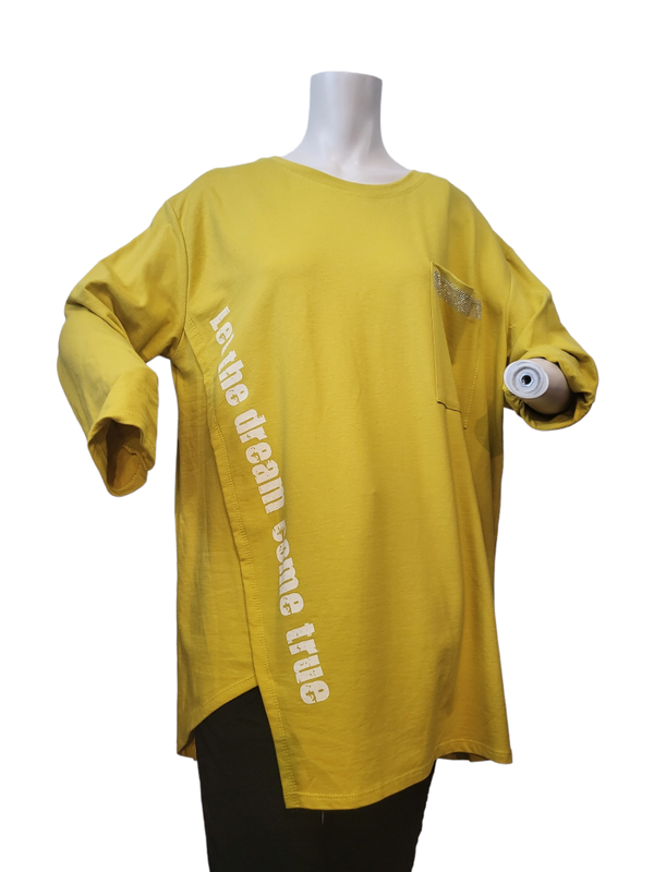 Pullover gelb "Let the dream...", Gr. 38 - 46 - 1x verfügbar