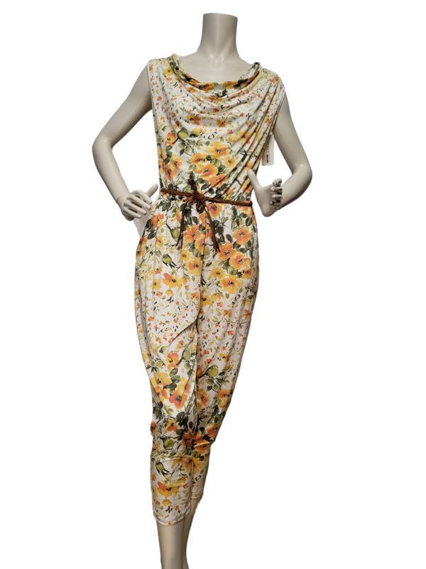 Overall weiss mit Blumen und Gurt, Gr. 36 - 42 - 1x verfügbar