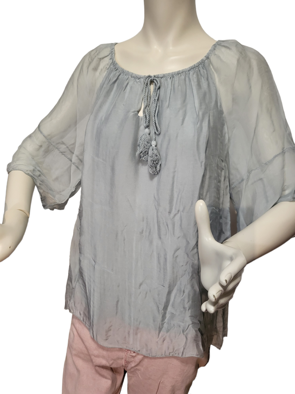 Bluse grau uni, Gr. 36 - 42 - 1x verfügbar
