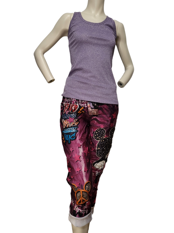 Tanktop glitzer lila, Gr. 36 - 42, 1x verfügbar
