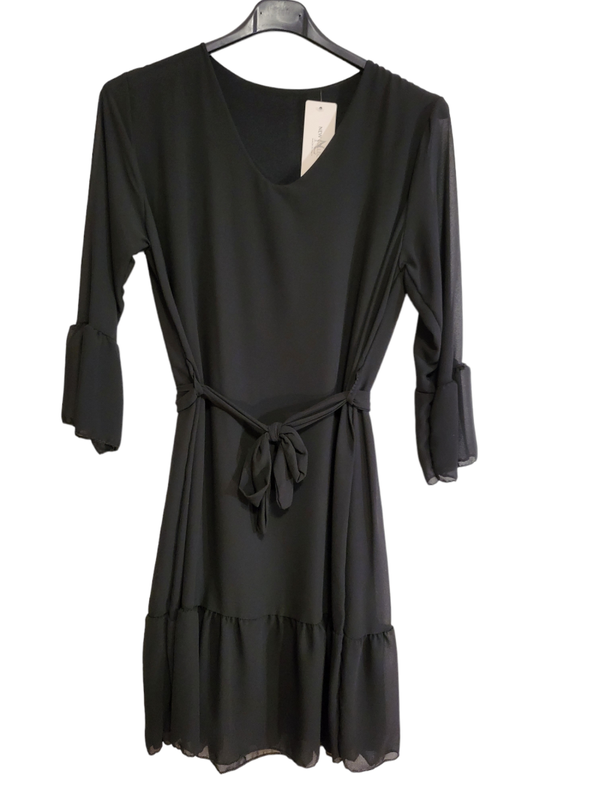 Kleid schwarz mit Gurtband aus Stoff, Gr. 36 - 42 - 1x verfügbar