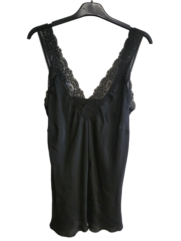 Trägershirt mit Spitze schwarz, Gr. 38 - 42 - 2x verfügbar