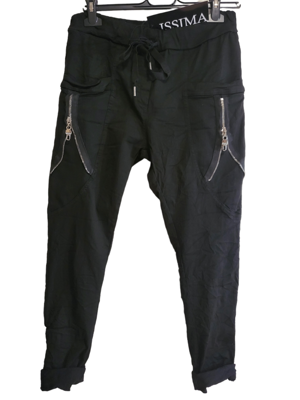 ISSIMA Stretchhose schwarz mit Reissverschluss, Gr. 38 - 42, 1x verfügbar