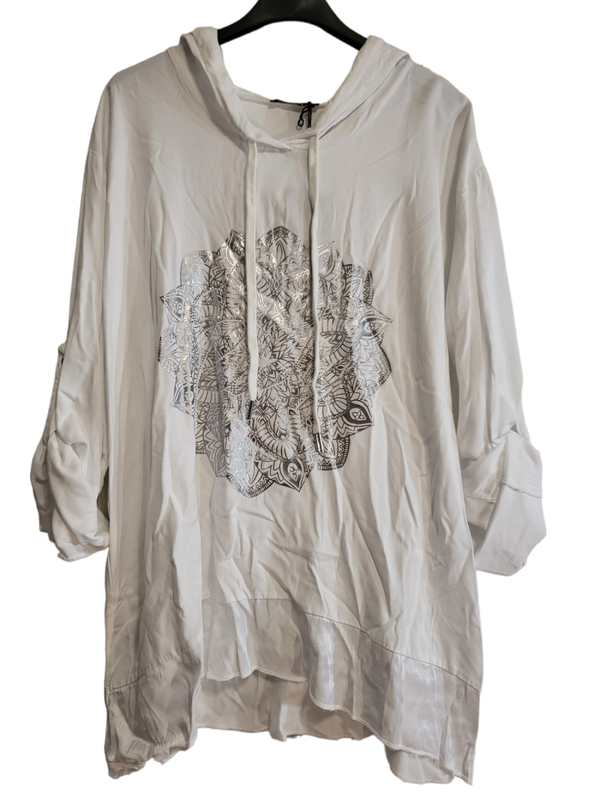 Langarmshirt weiss "Mandala", Gr. 38 - 44, 1x verfügbar