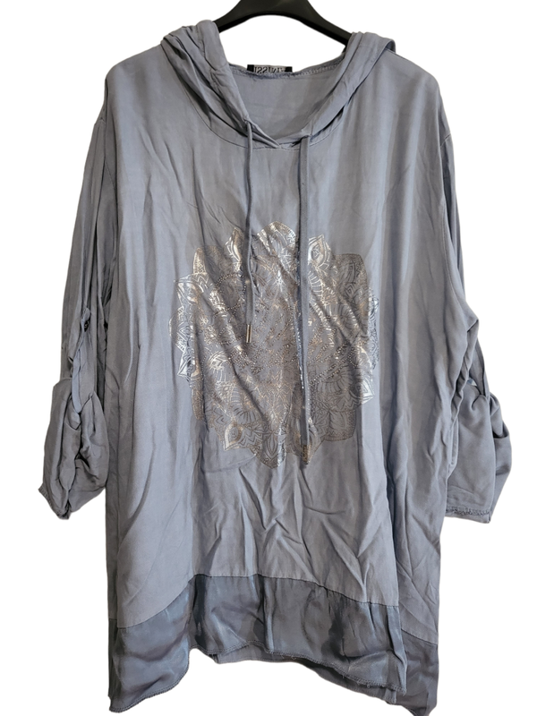 Langarmshirt grau "Mandala", Gr. 38 - 44, 1x verfügbar