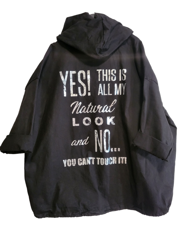 Jacke schwarz mit silber Schriftzug, Gr. 38 - 44, 1x verfügbar