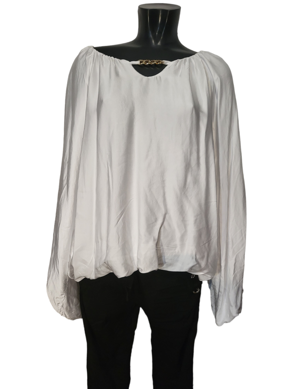 Bluse weiss mit weiten Ärmeln, Gr. 36 - 42, 1x verfügbar