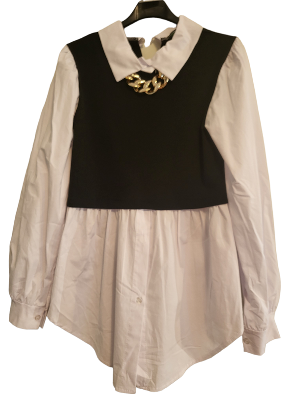 Bluse schwarz/weiss, Gr. 36 - 40 - 1x verfügbar