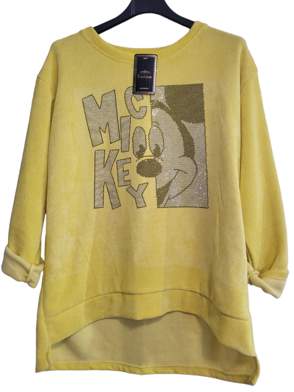 Pullover gelb "Mickey Maus", Gr. 38 - 42 - 1x verfügbar