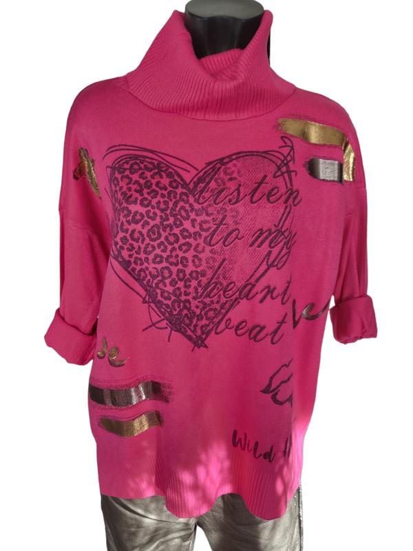 Pullover pink "listen to my heart beat"", Gr. 38 - 44, 1x verfügbar