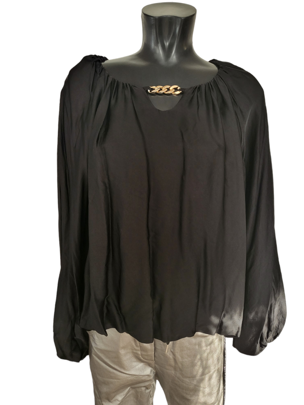 Bluse schwarz mit weiten Ärmeln, Gr. 36 - 42, 1x verfügbar