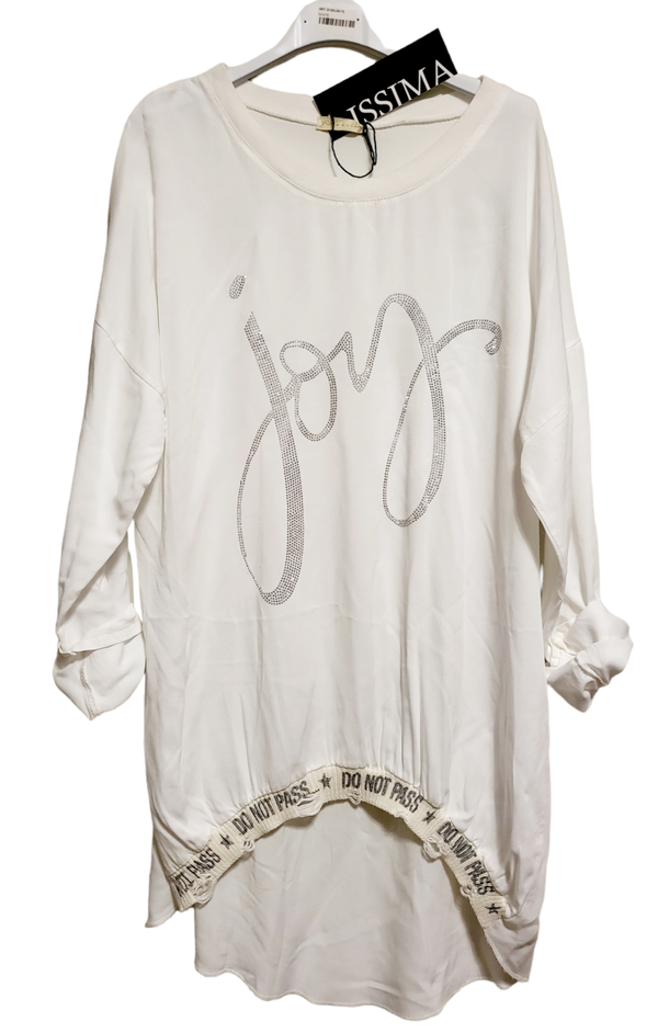 Longshirt weiss "Joy", Gr. 38 - 42/44 - 1x verfügbar