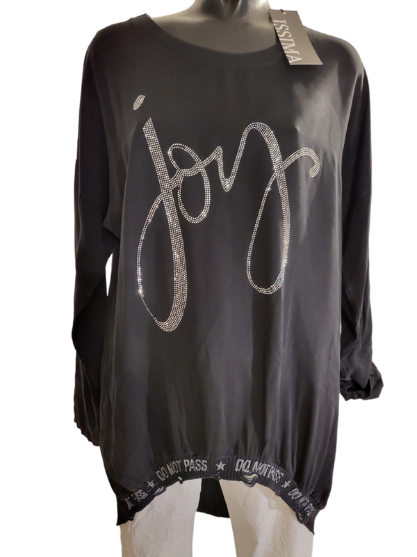 Longshirt schwarz "Joy", Gr. 38 - 42/44 - 1x verfügbar
