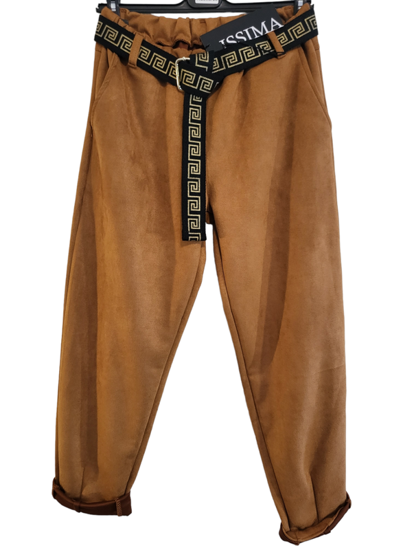 ISSIMA Stretchhose camel mit Gurt, Gr. 38 - 42, 1x verfügbar