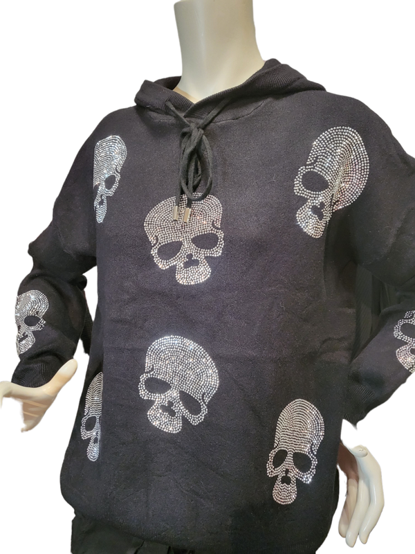 Pullover schwarz "Totenköpfe", Gr. 38/40 - 2x verfügbar