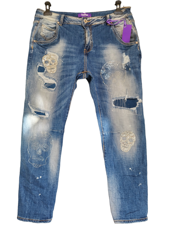 Jeans mit Totenkopf, Gr. XL (42/44) - 2x verfügbar
