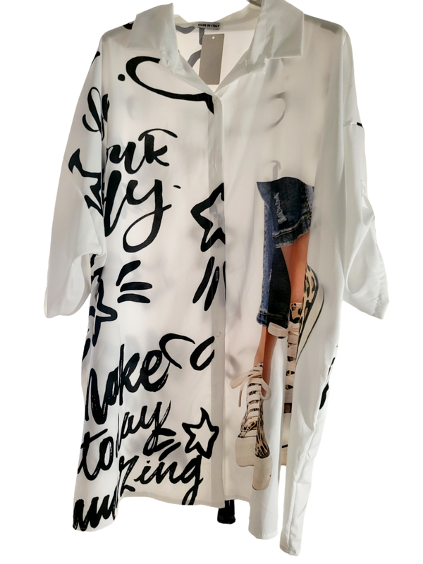 XXL Longbluse "Schuh", Gr.42 - 52, 1x verfügbar