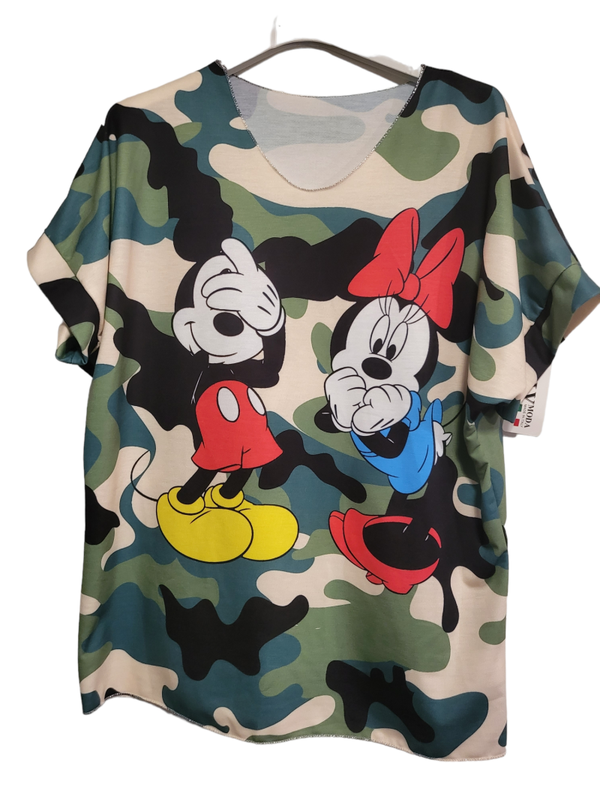 Shirt camouflage "Mickey & Minnie", Gr. 38 - 42, 1x verfügbar