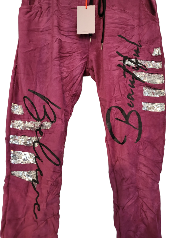 Stretchhose dunkelrosa/bordeaux, Gr. 36/38 - 40/42, 1x verfügbar