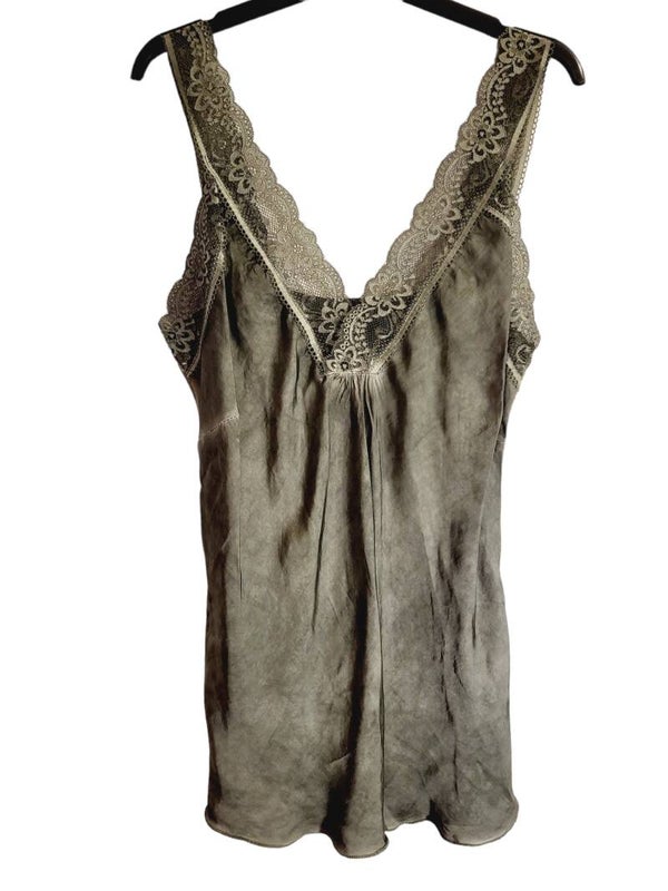 Trägershirt mit Spitze "khaki", Gr. 38 - 42 - 1x verfügbar