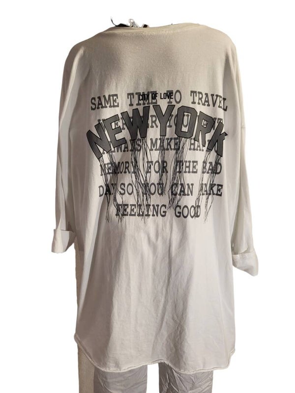 Pullover weiss "New York", Gr. 38 - 44/46, 1x verfügbar