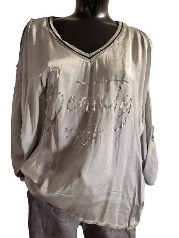 Shirt hellgrau "Beauty", Gr. 36 - 40, 1x verfügbar