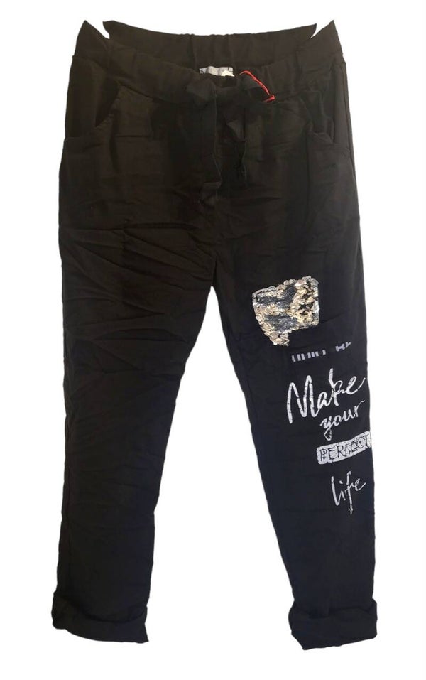 Stretchhose schwarz "Make your...", Gr. 38 - 42, 2x verfügbar
