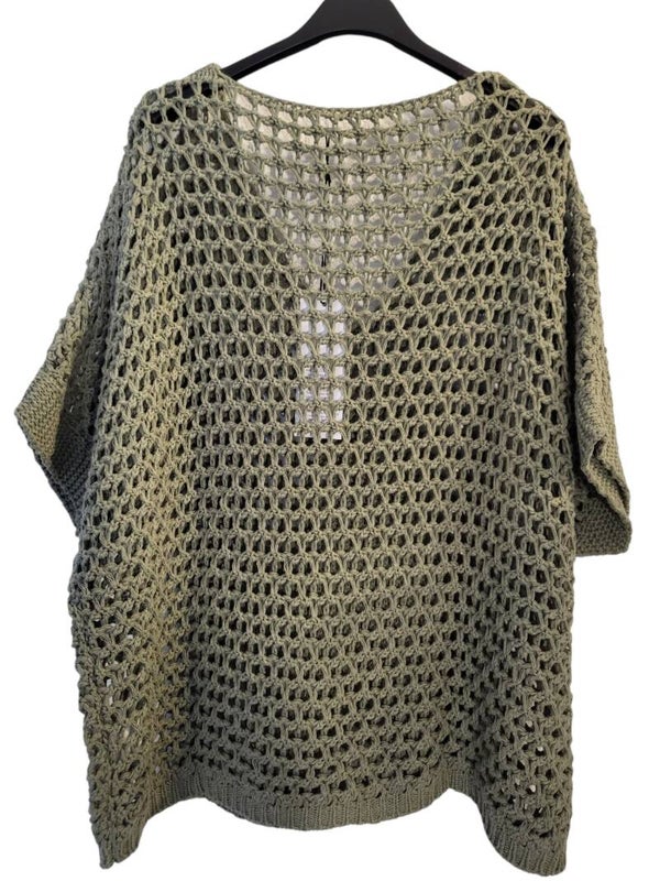Strickpulli khaki (kurzarm), Gr. 38 - 44, 1x verf0gbar