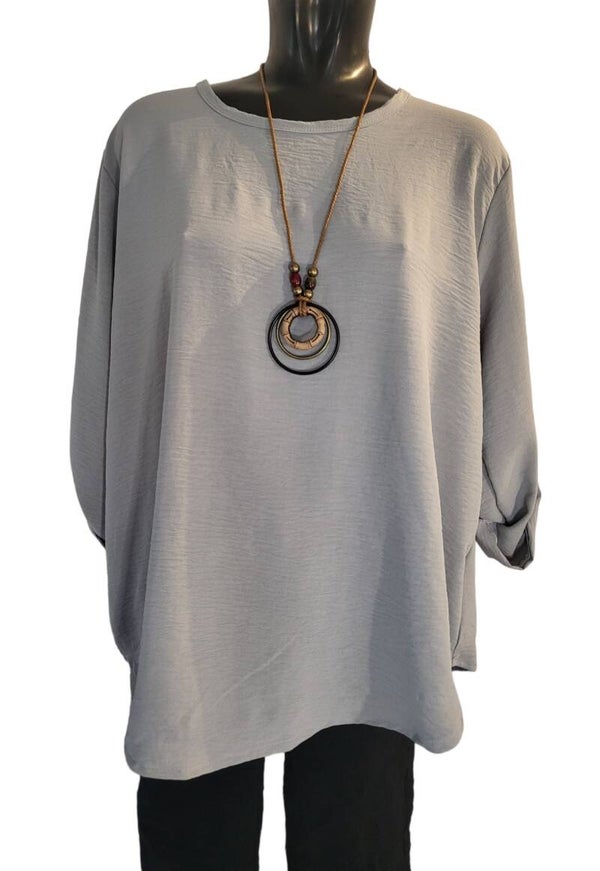 Langarmshirt khaki mit Kette, Gr. 38 - 44, 1x verfügbar
