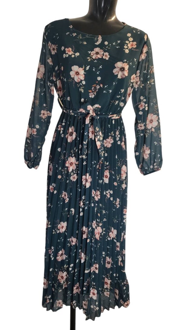 Kleid geblumt grün, Gr. 36/38 - 40, 1x verfügbar