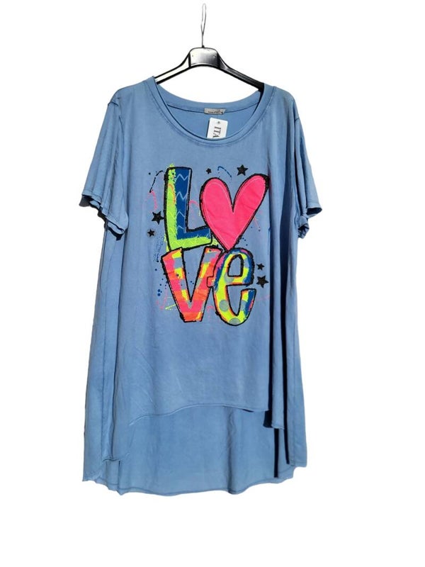 Tshirt blau "LOVE", Gr. 38 - 42/44, 1x verfügbar