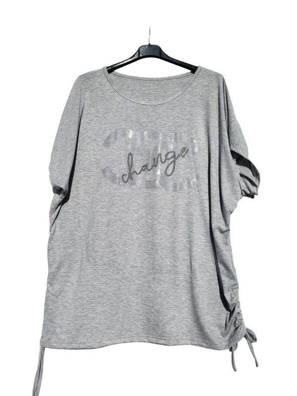 Tshirt grau "Change", Gr. 36/38 - 40/42, 1x verfügbar