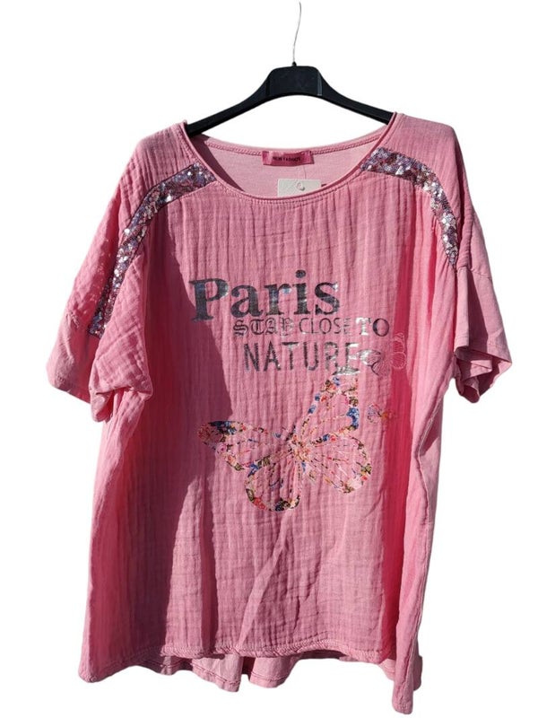 Tshirt rosa "Schmetterling", Gr. 38 - 40/42, 1x verfügbar