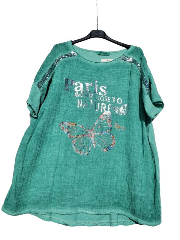 Tshirt türkis "Schmetterling", Gr. 38 - 40/42, 1x verfügbar