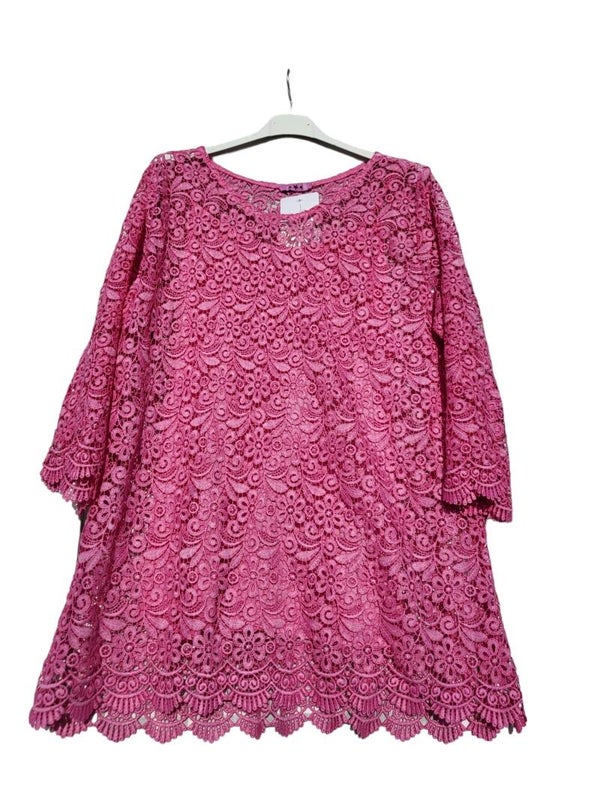 Spitzenshirt mit Trägertop pink, Gr. 36 - 40, 1x verfügbar