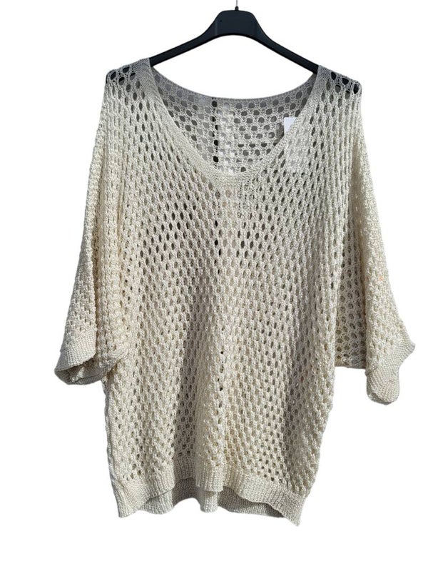 Lochpullover beige, Gr. 38 - 42/44, 1x verfügbar