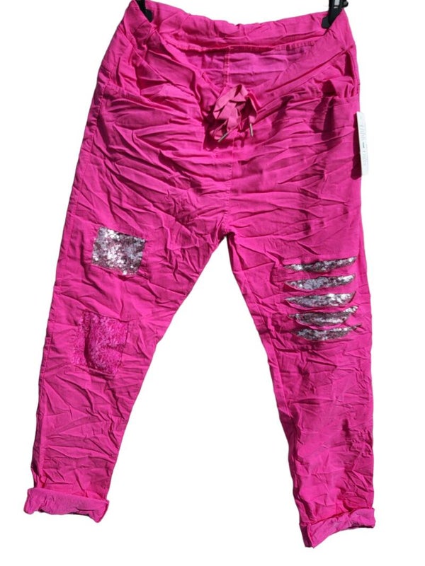 Stretchhose pink mit Pailletten, Gr. 40 - 44, 2x verfügbar