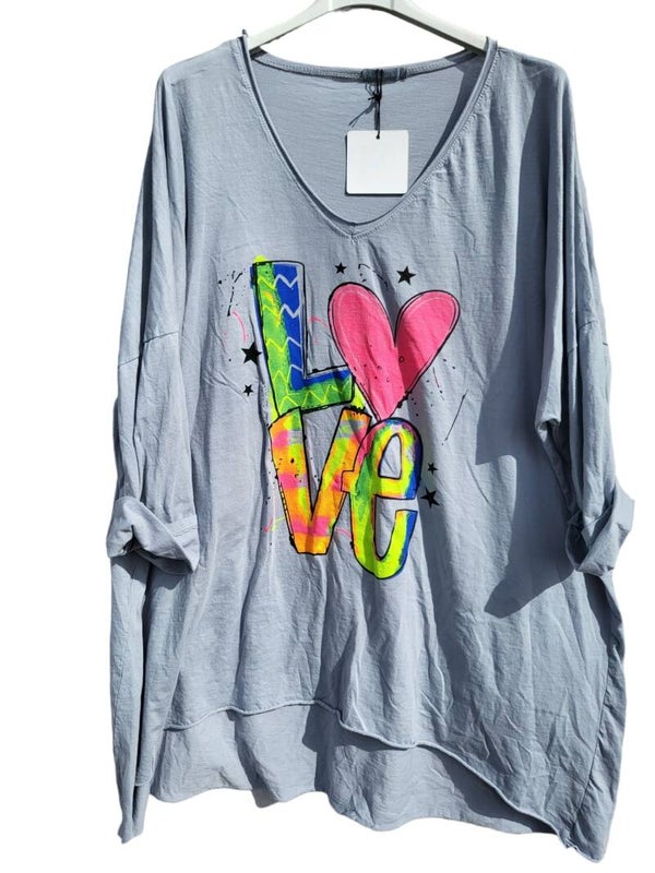 Langarmshirt weiss "LOVE", Gr. 38 - 42/44, 1x verfügbar
