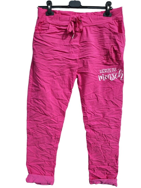 Stretchhose pink "Herzensmensch", Gr. 38 - 42, 1x verfügbar