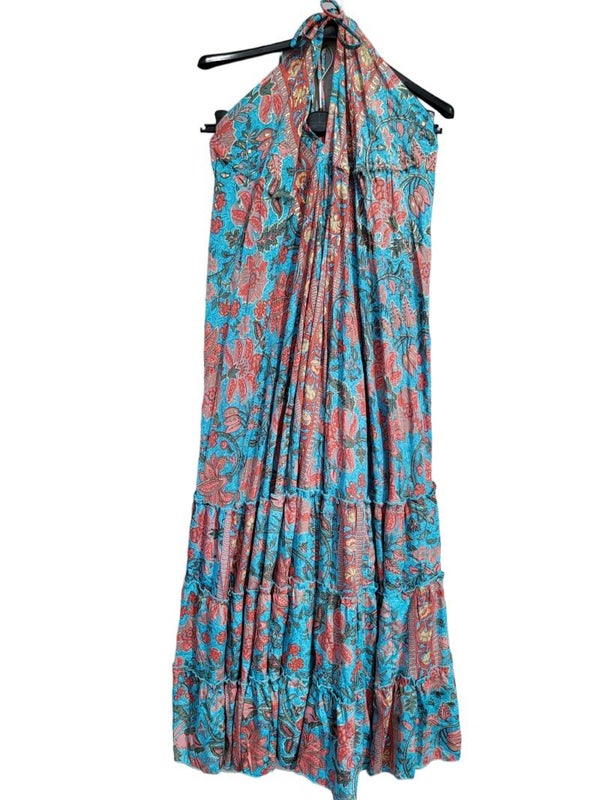 Boho-Neckholderkleid türkis/blau/rosa, Einheitsgrösse (38 - 42), 1x verfügbar