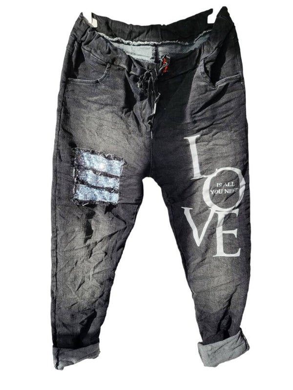 Stretchjeans schwarz "Love, Gr. 38 - 40/42, 1x verfügbar
