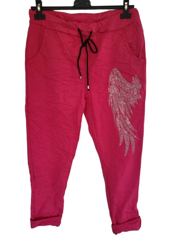 Stretchhose pink "Engelsflügel", Gr. 38 - 42, 1x verfügbar