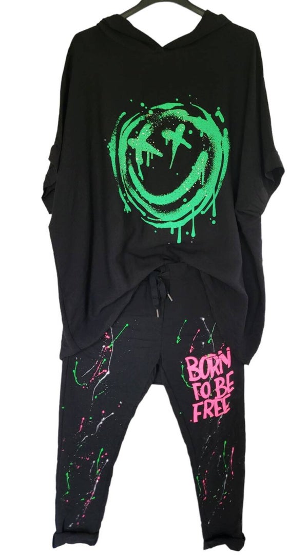 Tshirt schwarz "Smiley", Gr. 38 - 42, 1x verfügbar