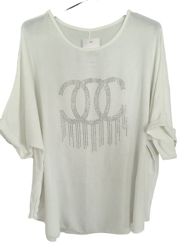 Tshirt weiss "CC", Gr. 38 - 42, 1x verfügbar