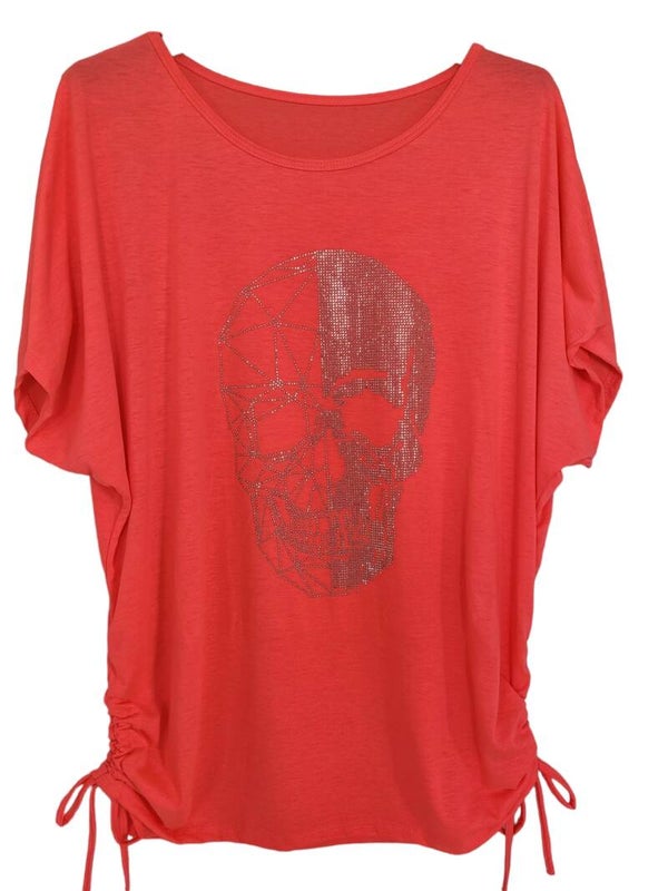 Tshirt neon-pink "Totenkopf", Gr. 36 - 42/44, 1x verfügbar